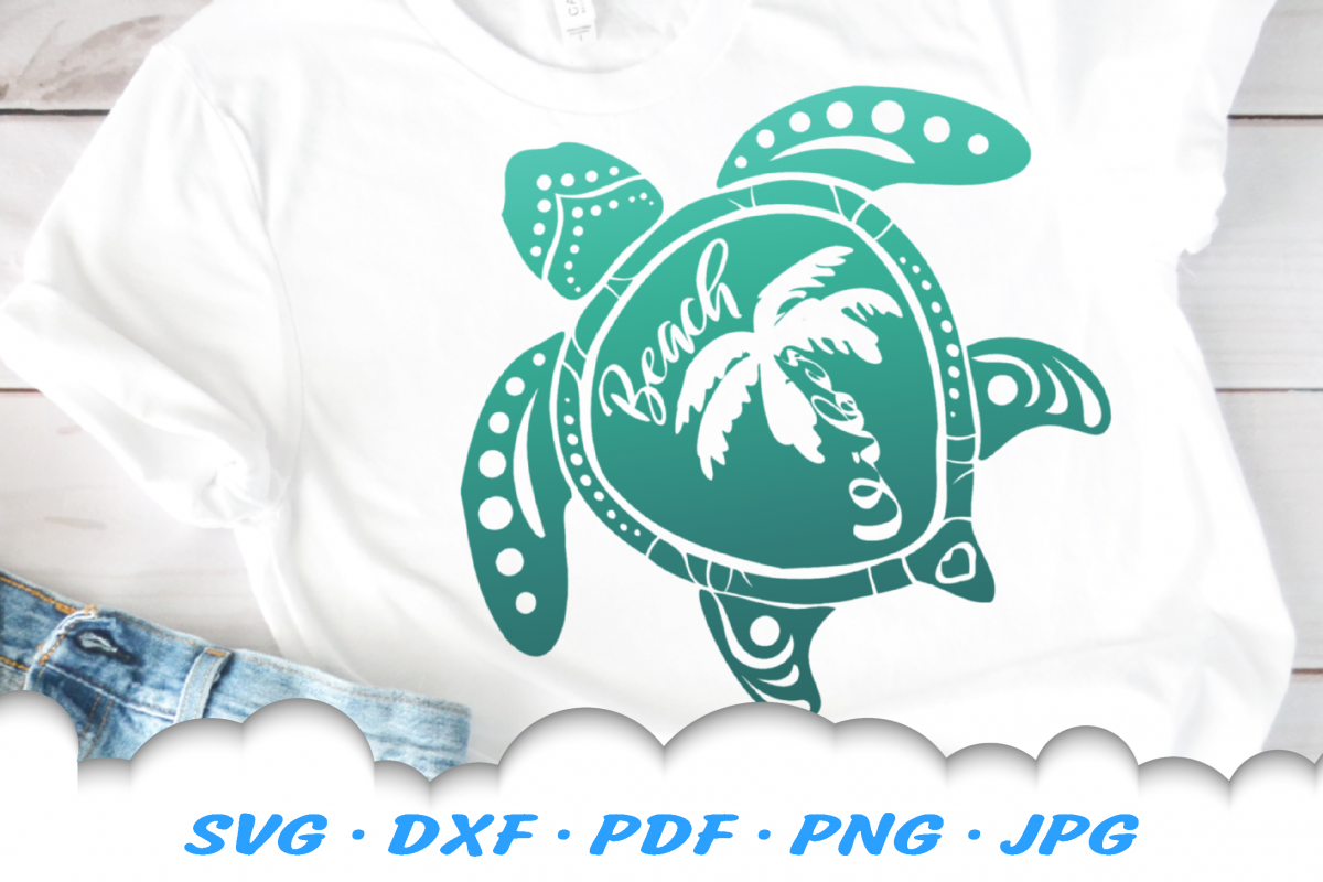 Beach Vibes Sea Turtle SVG DXF Cut Files example image 1
