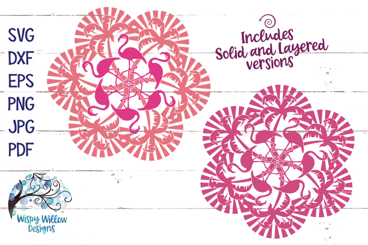 Palm Tree and Flamingo Mandala SVG Cut File