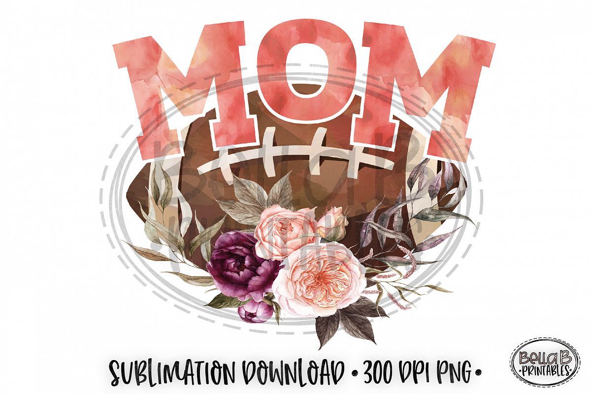 Football Sublimation Design, Football Mom Sublimation example image 1