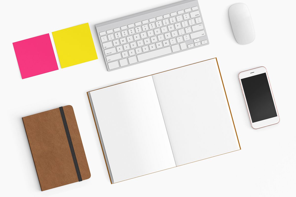 Modern workplace. Top view. Flat lay style. 27 example image 1