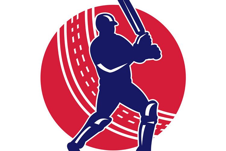 cricket sports batsman batting retro example image 1