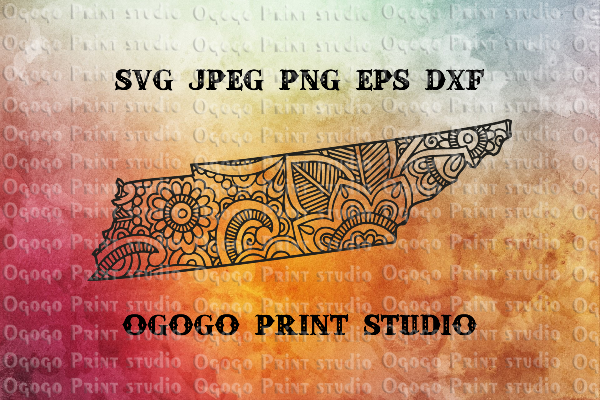 Tennessee SVG, Map Zentangle SVG, Mandala svg, Travel example image 1