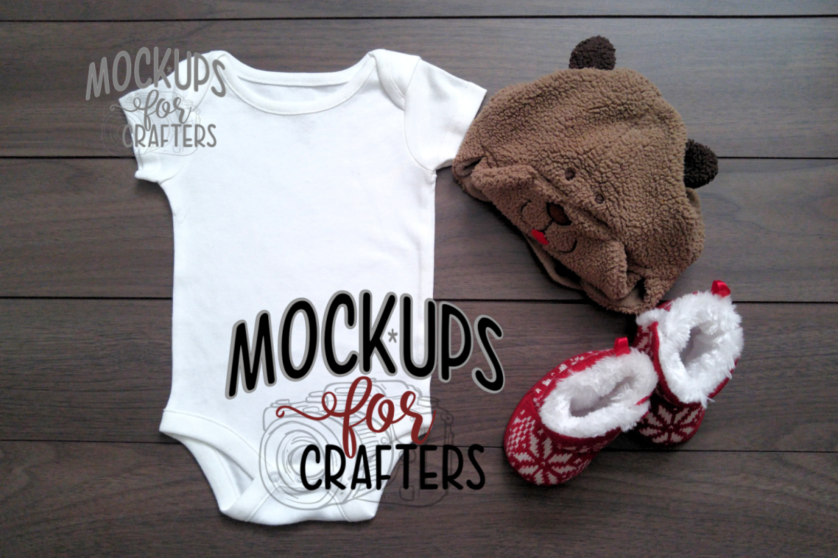 MOCK-UP - White one-piece baby outfit example image 1