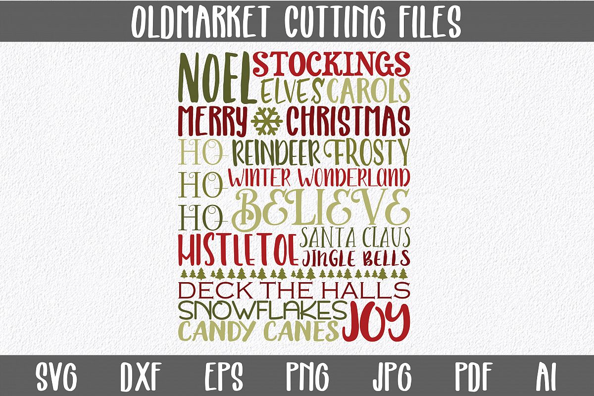 Christmas Subway Art SVG Cut File - Christmas SVG DXF EPS example image 1