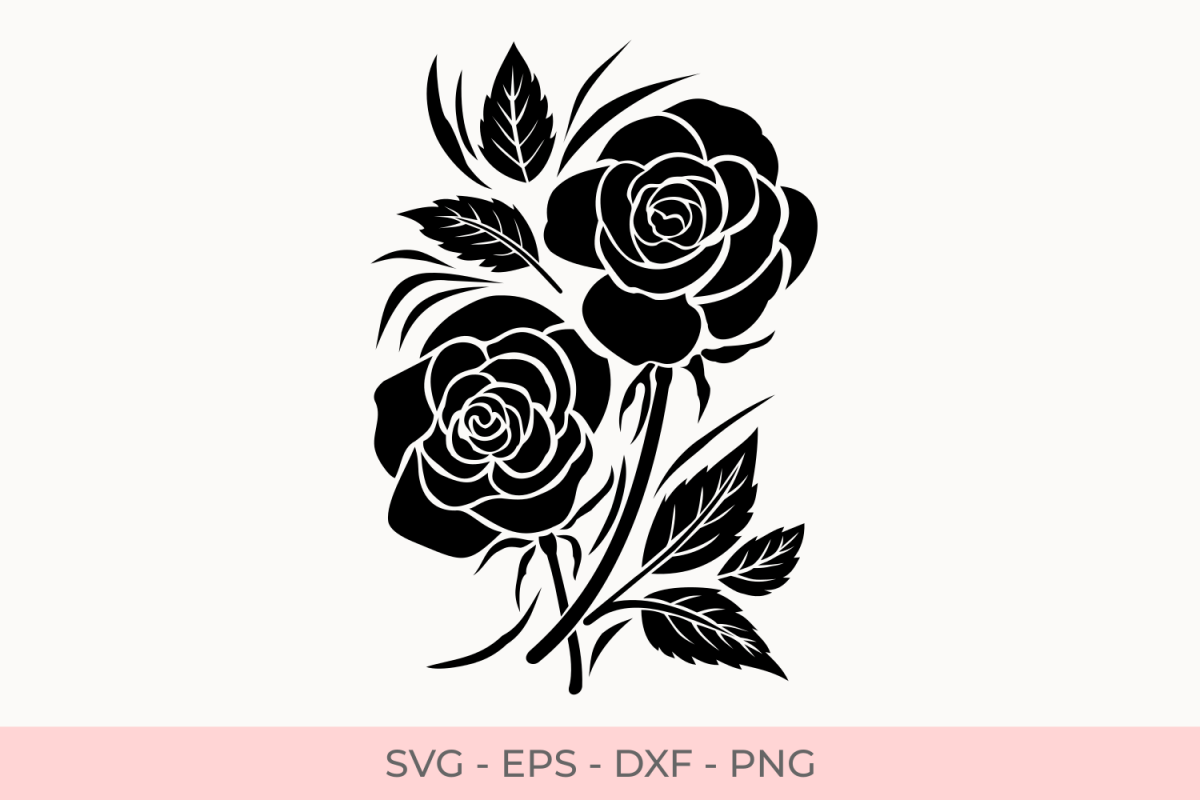 Download Rose Flowers Silhouette Svg, Rose Florals Silhouette Svg ...
