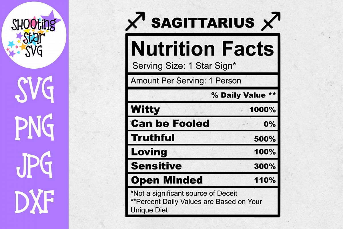 Sagittarius Zodiac Sign Nutrition Facts SVG -Sagittarius SVG example image 1