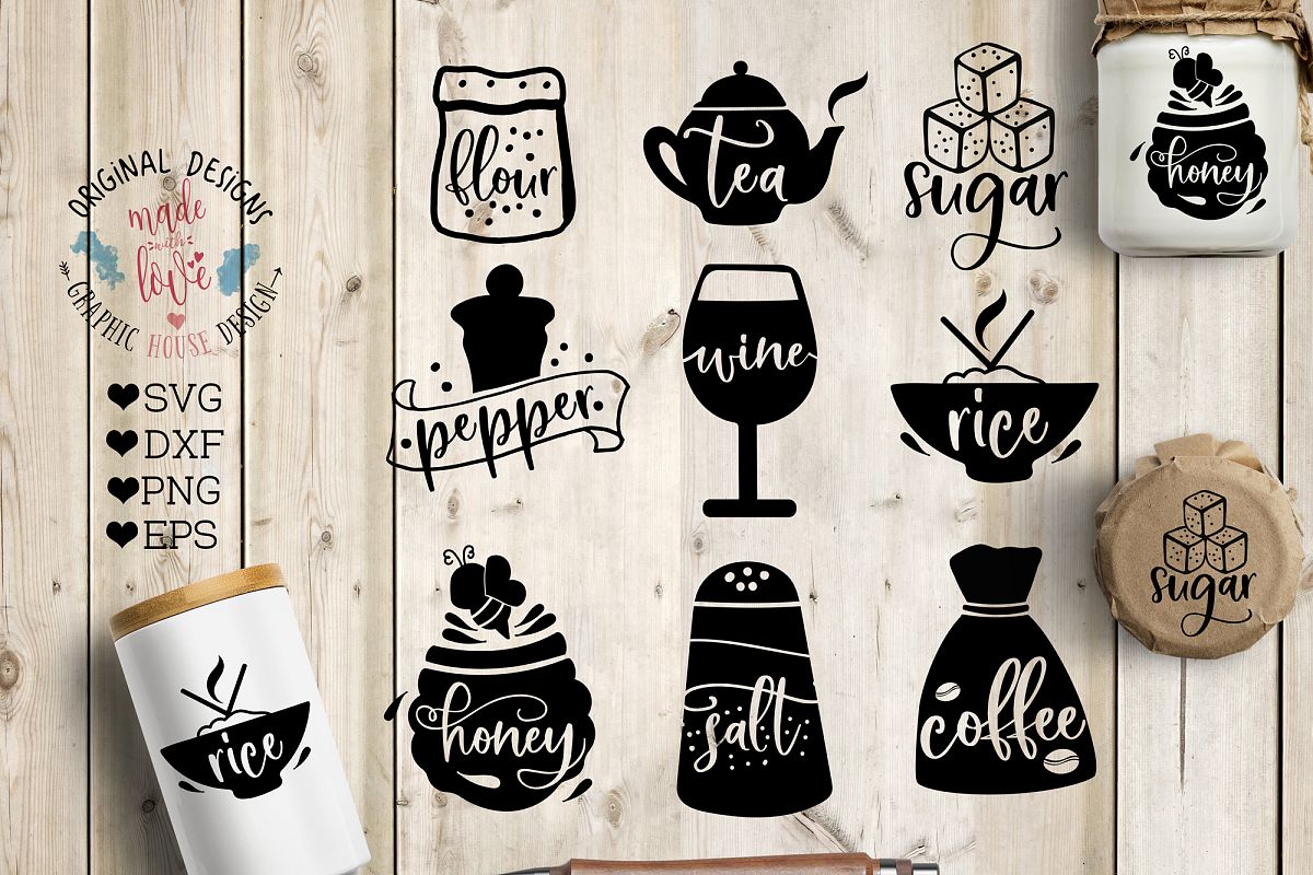 Download Pantry Labels - Food Kitchen Labels SVG, DXF, PNG