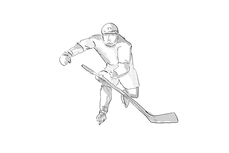 Ice Hockey Player Cartoon Isolated example image 1
