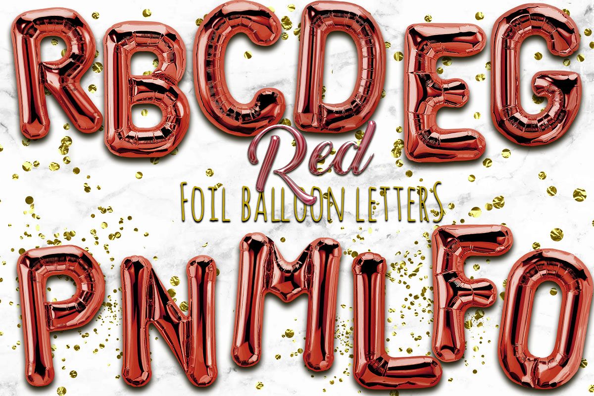 Red Foil Balloon Numbers PNG- Hand Drawn example image 1