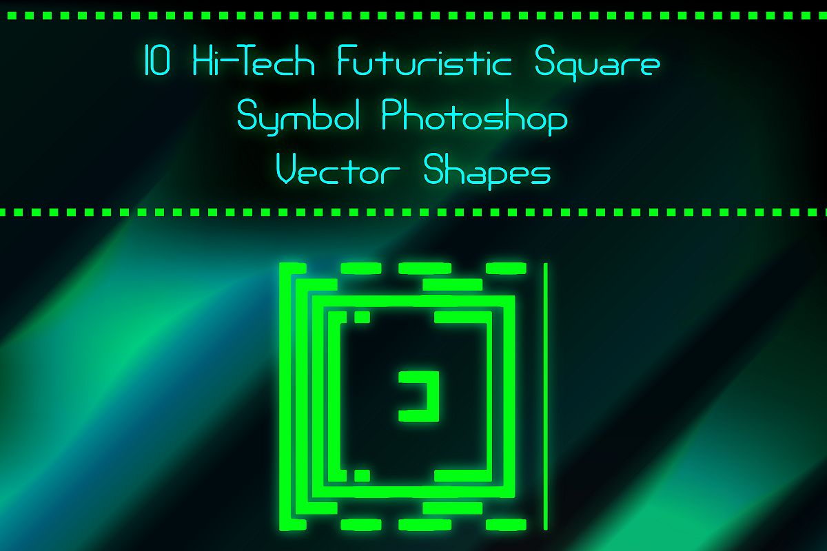 10 Futuristic Square HiTech Elements Vector Photoshop Shapes example image 1