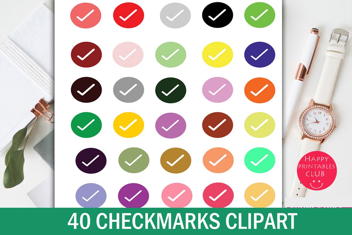 40 CheckMarks Clipart-Checkmark Icons-School Stickers example image 1