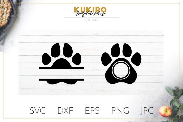 Download Dog Paw Monogram Split frame SVG - Dog tag Design Svg