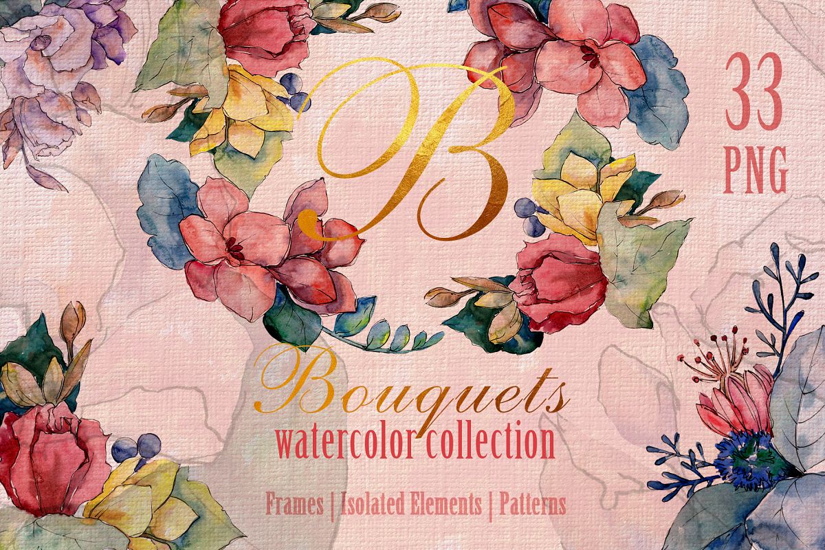 Bouquet gifts of nature watercolor png example image 1