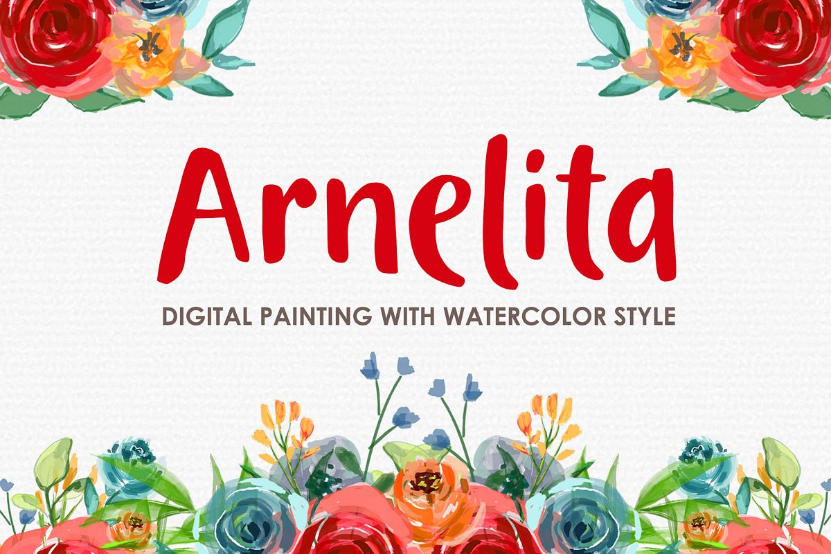 Arnelita - Digital Watercolor Floral Flower Style Clipart example image 1