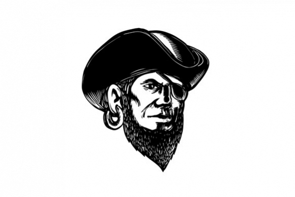 Pirate Wearing Eye Patch Scratchboard example image 1