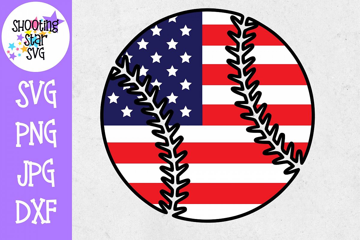 Baseball with American Flag- Fourth of July SVG