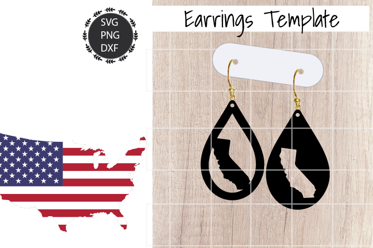 Earrings Template - California Teardrop Earrings Svg example image 1