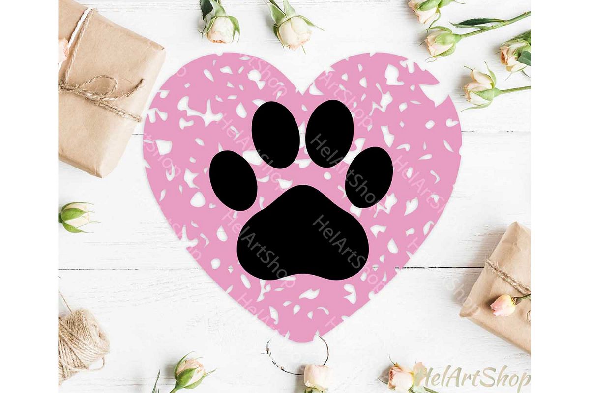 Dog Love Heart svg, Dog Paw Svg, Dog Mom svg example image 1