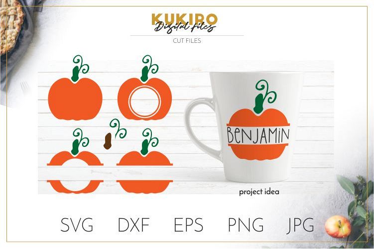 Pumpkin monogram Split frame SVG Cut File - Fall SVG example image 1