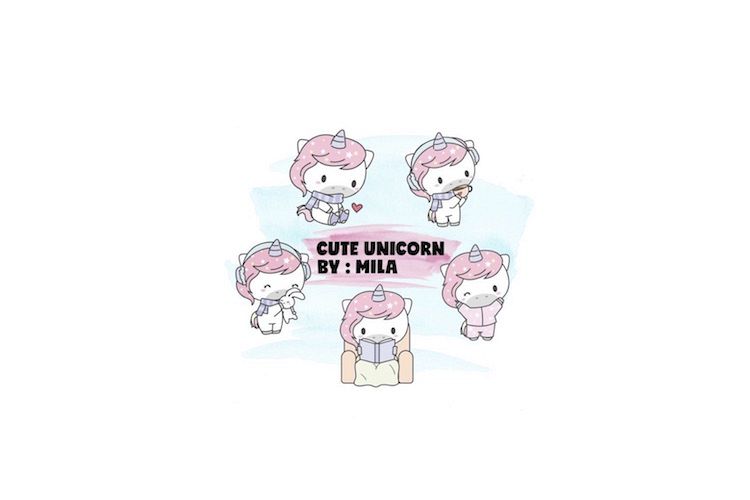 KAWAII UNICORN CLIPART BUNDLE PNG example image 1
