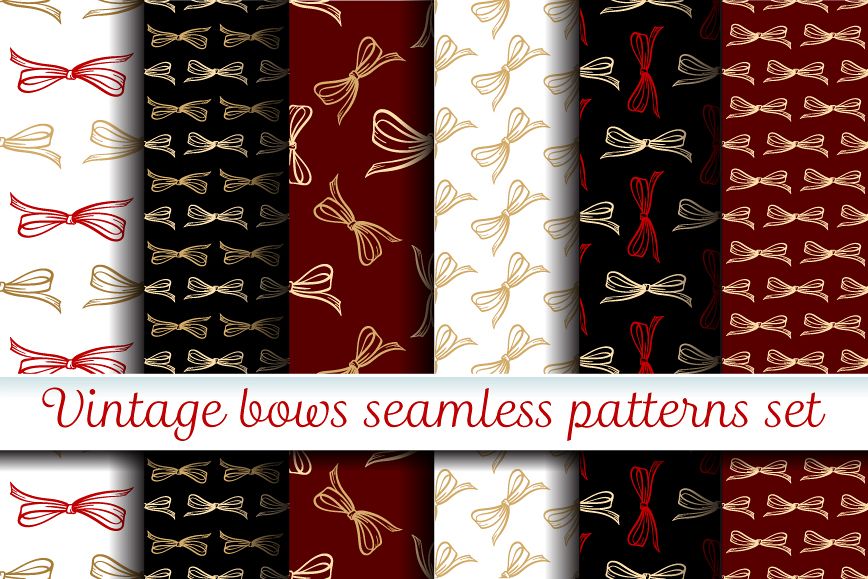 Vector bows seamless patterns set example image 1