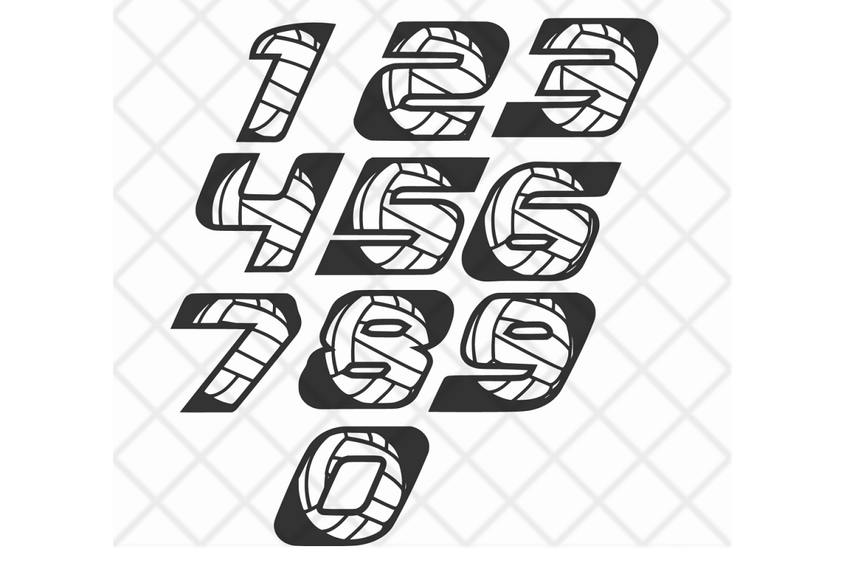 Volleyball numbers SVG DXF EPS example image 1