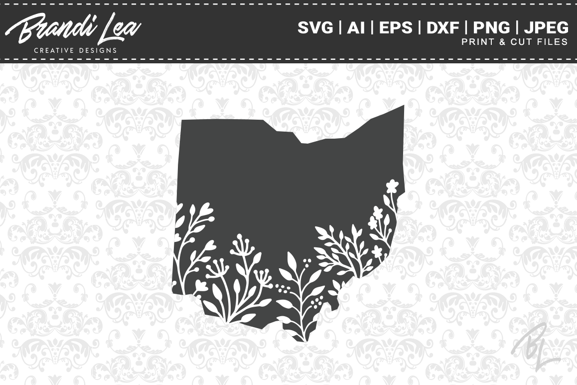 Download Ohio Floral State Map SVG Cutting Files