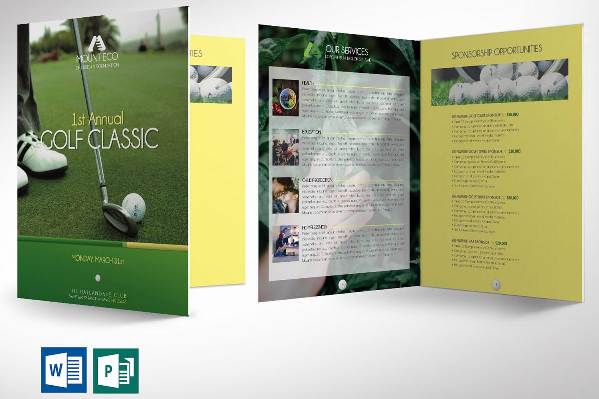 Charity Golf Booklet Word Publisher Template example image 1