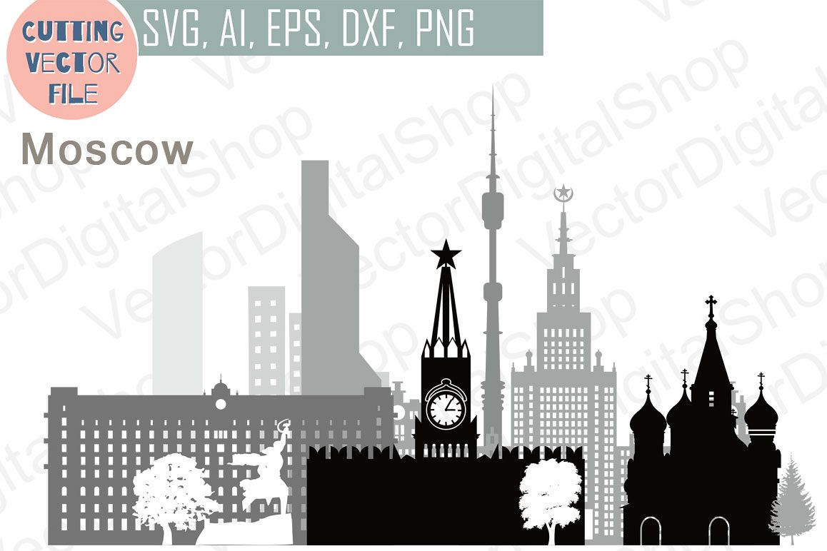 Moscow Vector, Russia city Skyline SVG, JPG, PNG, DWG, CDR, EPS, AI example image 1