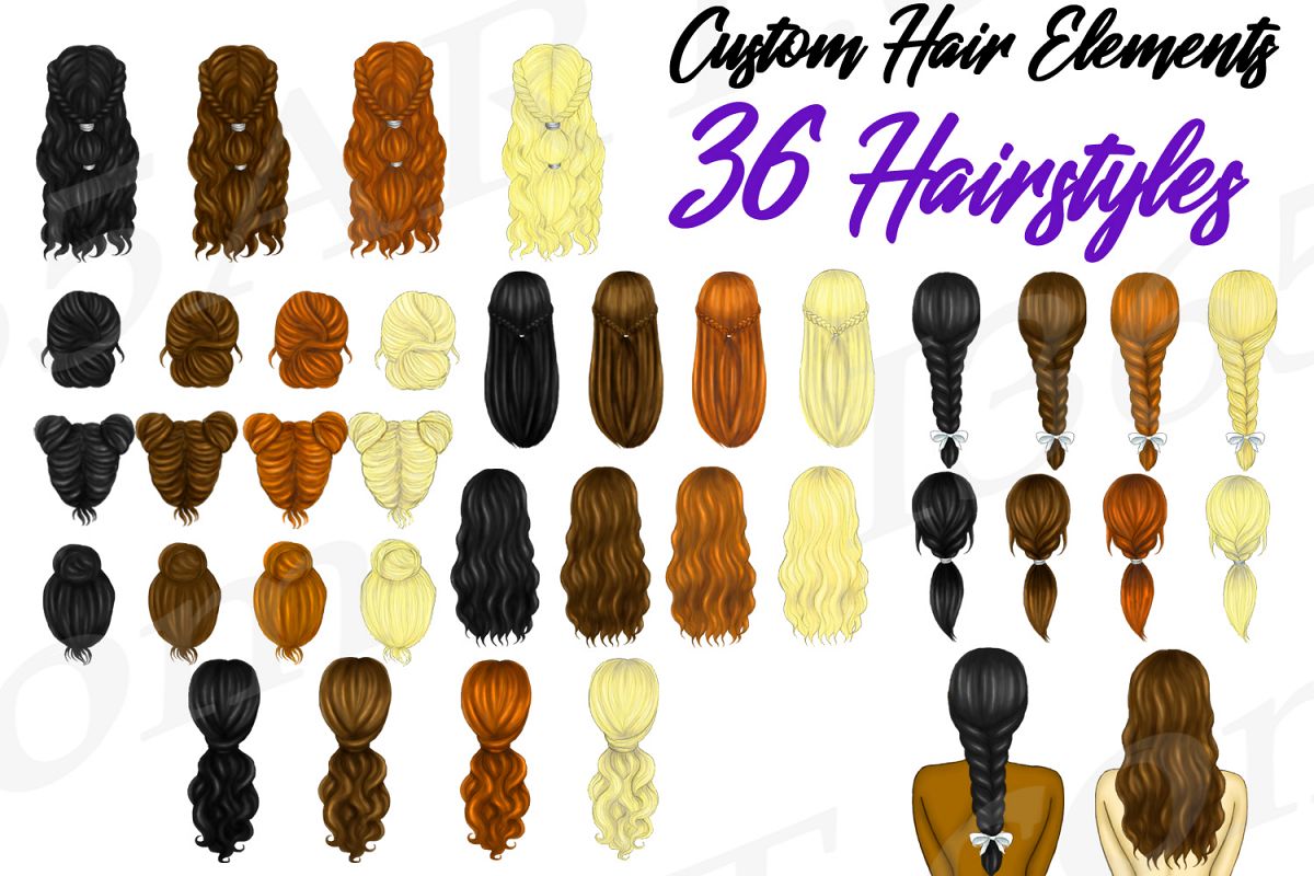 Elegant Hairstyles Clipart DIY Fashion Character Builder example image 1