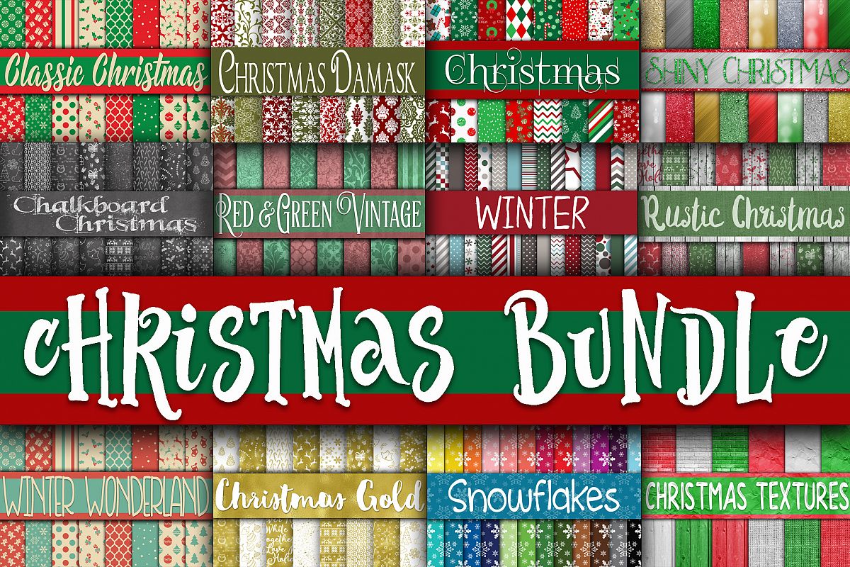 Christmas Bundle - Includes Over 200 Digital Papers example image 1