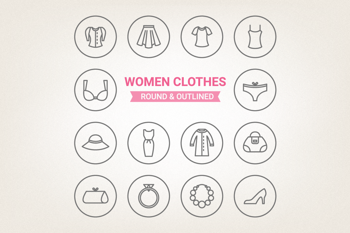 Circle Women Clothes Icons example image 1