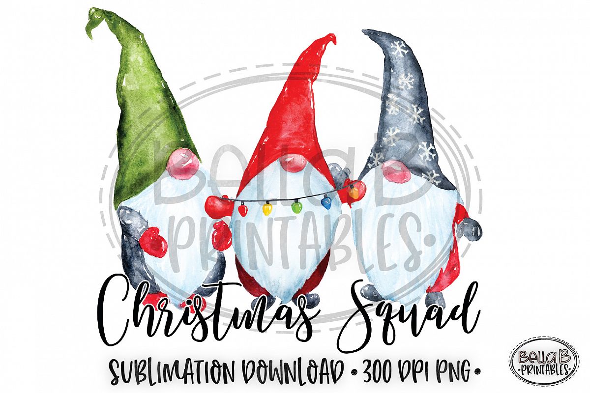 Christmas Sublimation Design, Christmas Squad, Gnomes example image 1