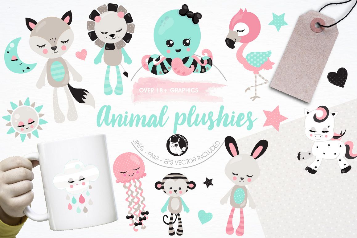 Animal plushies graphics and illustrations example image 1