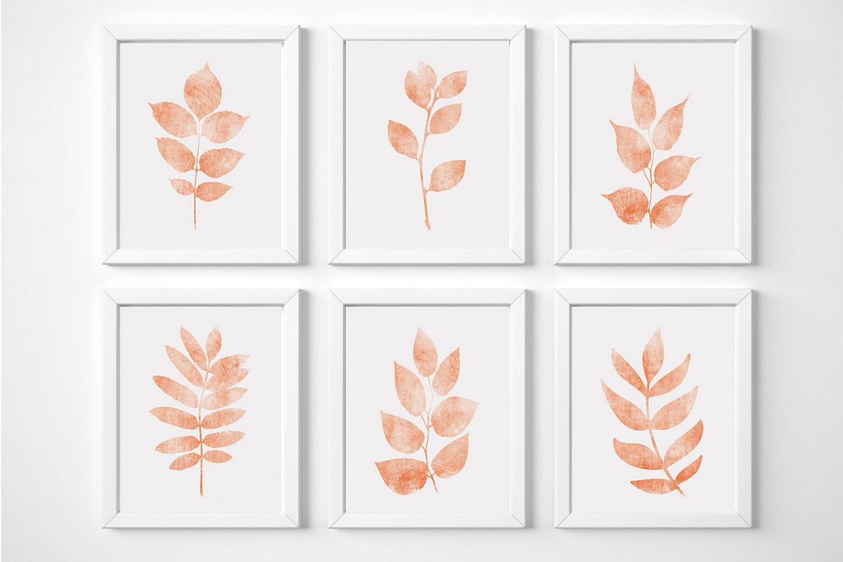 Botanical Wall Art for Nursery, Coral Color Wall Art example image 1