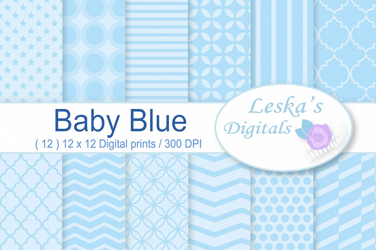 Baby Boy Pastel Blue Digital Paper example image 1
