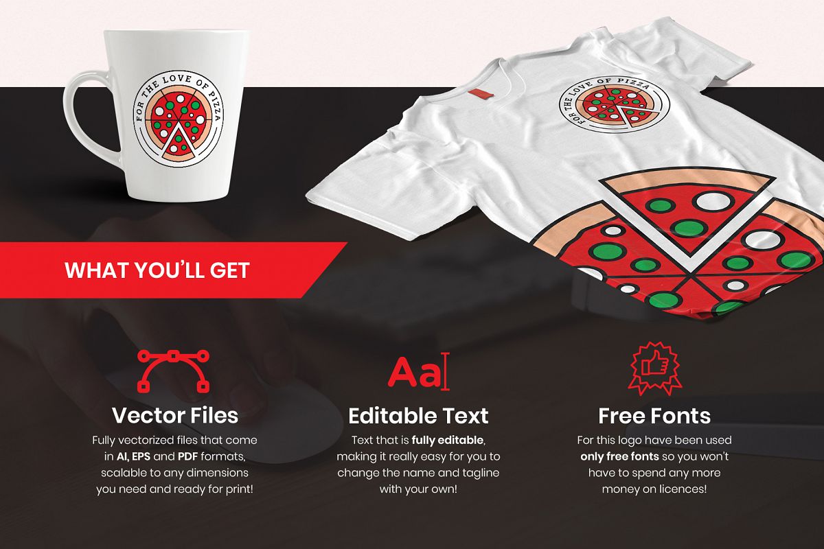 For the Love of Pizza Logo Template example image 1