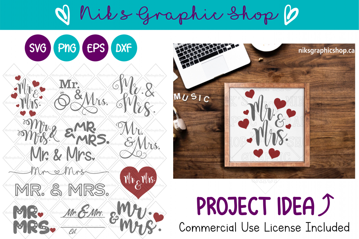 Mr and Mrs Svg, Mr Svg, Mrs Svg, Wedding Svg, Love Svg example image 1