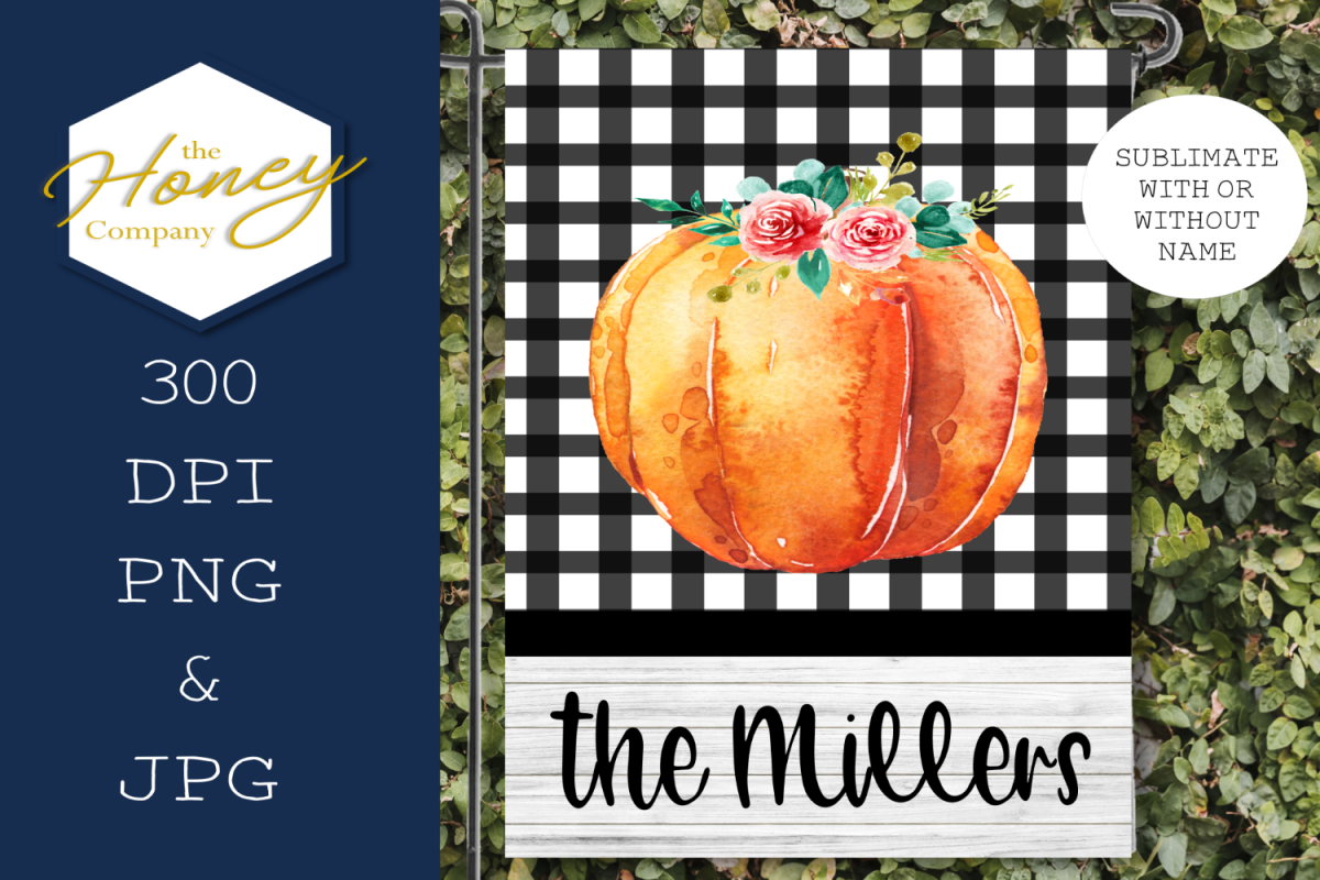 Watercolor Pumpkin Fall Sublimation Garden Flag Template example image 1