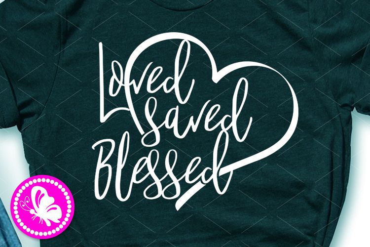 Loved saved Blessed svg Heart clip art Valentines day decor example image 1