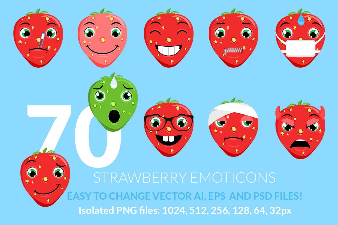 Strawberry Emoticons example image 1