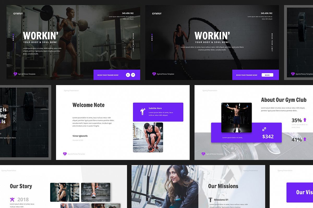 Gym & Fitness Powerpoint example image 1
