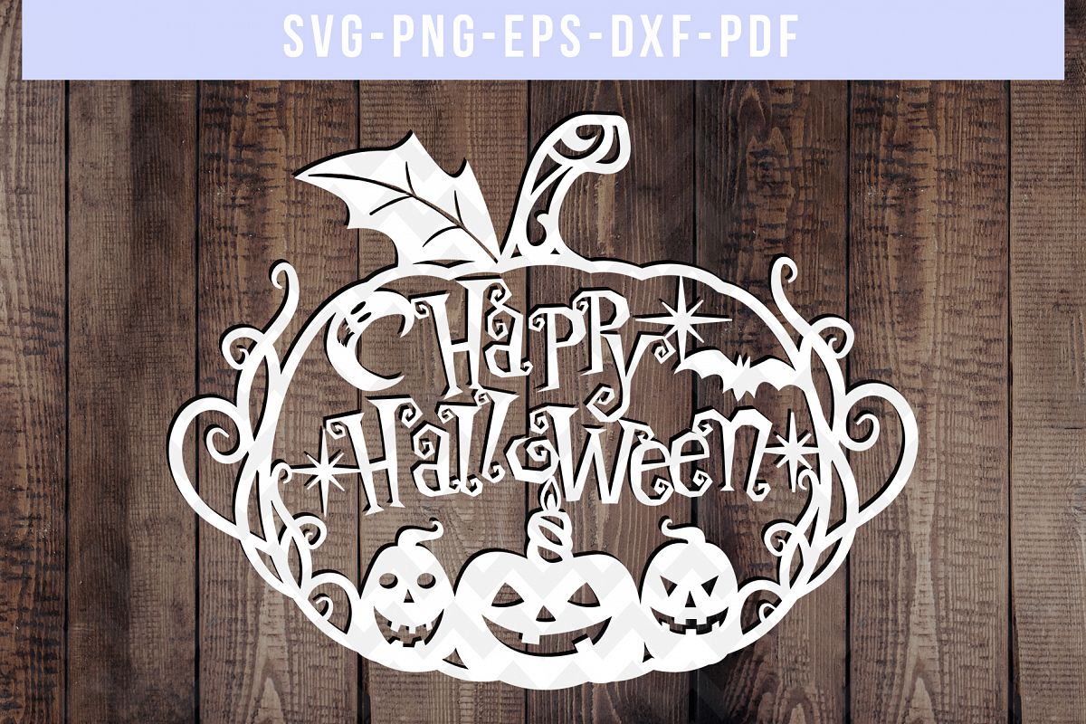 Download Halloween SVG Cut File, Pumpkin Papercut Template, DXF PDF