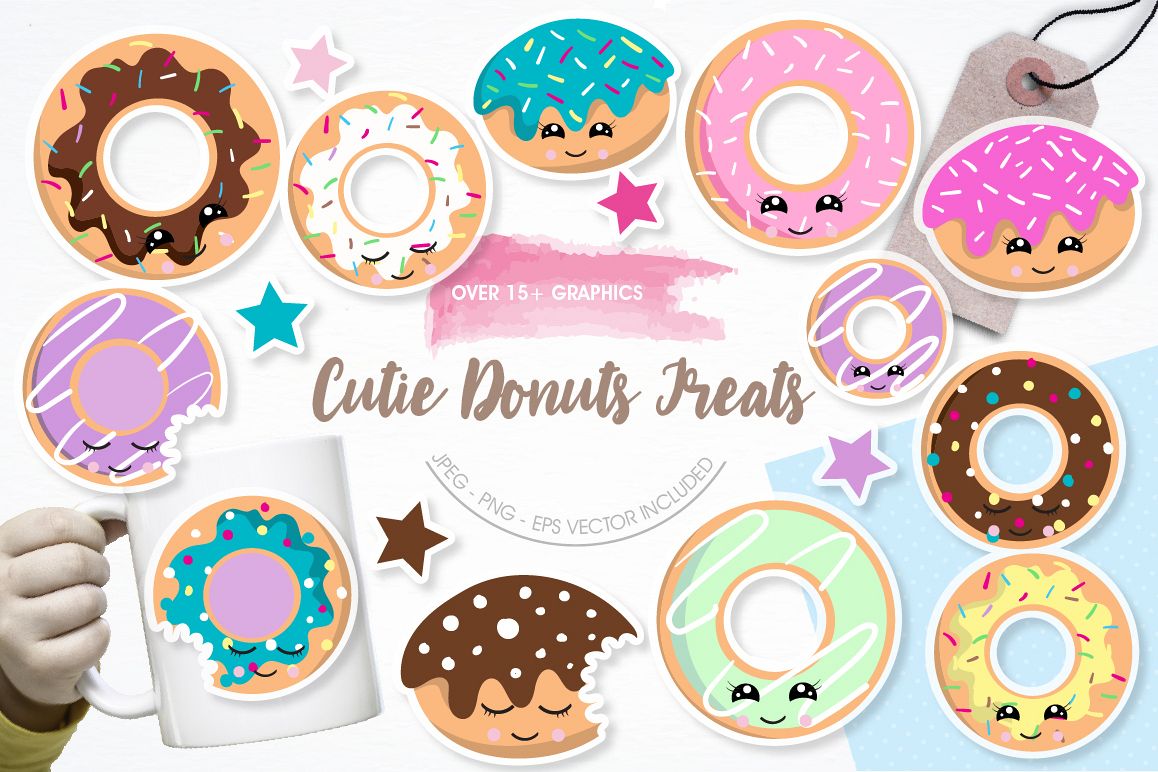 Cutie Donuts graphics and illustrations example image 1