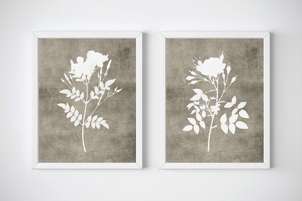 Watercolor Print Set of 2, Brown Flower Art, Rustic Print example image 1