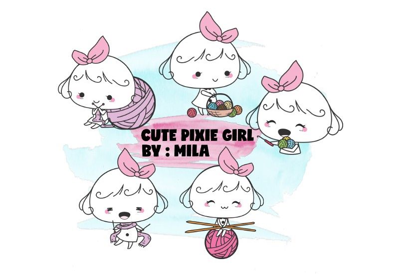 KAWAII GIRL CLIPART BUNDLE PNG example image 1