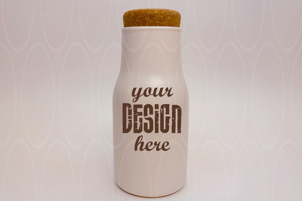 Blank White Bottle with cork mockup Kitchen Dishes mock up example image 1