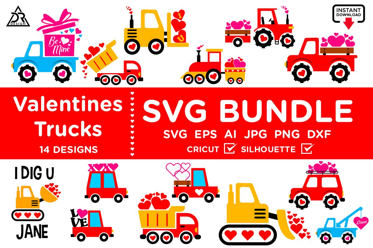 Download 14 Valentines Trucks Svg Bundle