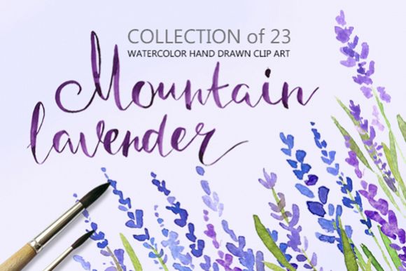 Watercolor lilac lavender flowers example image 1
