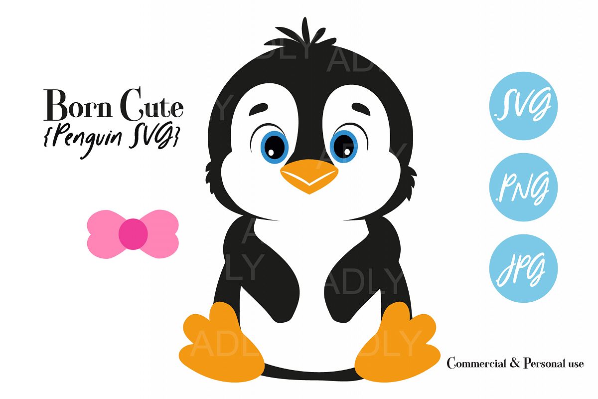 Baby Penguin Gender Neutral,Bow,Tie,ClipArt,SVG,PNG,birthday